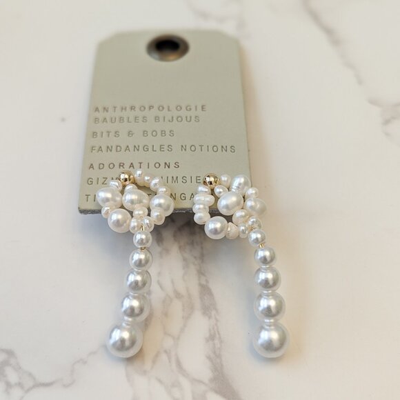 Anthropologie Floral Pearl Drop Earrings - Picture 6 of 7